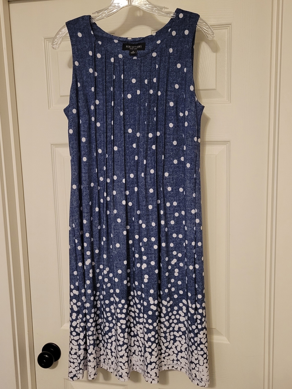 Perceptions New York Blue Puff Dot Sleeveless Midi Dress